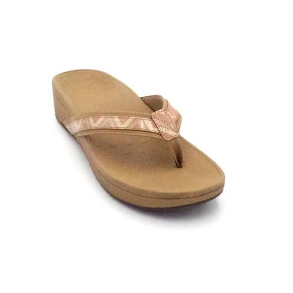 Vionic Shoes - Vionic Platform Leather Thong Sandals High Tide Chevron Dusty Pink - Medium